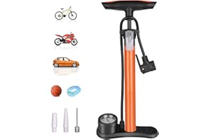 TOWWOO Pompe à Vélo avec Manometre, 160 PSI Pompe a Velo, Pompes de Sol Vélo avec Valve Presta et Schrader pour Pneus de Vélo, Basket-Ball, Ballon de Football