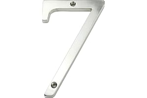HASWARE House Number Sign 4 inch (10 cm) Modern Door Numbers Signage Plaque Street Home Address Numerals Zinc Alloy (7, Silver)