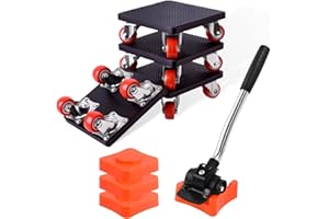 Rodison Leve Meuble, roulettes pour Meubles avec Roues Pivotantes à 360° et Barre de Traction en Acier au Carbone pour Réfrigérateur, Canapé, Armoire et Table