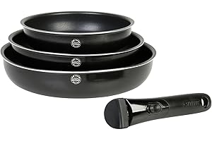 Sitram 715485 Lot de 3 Poêles Aluminium pressé SITRAMOVIBLE FAMILY Ø 20/24/28 cm, Revêtement intérieur anti-adhésif sans PFOA