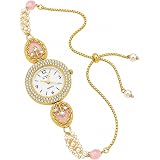 SUPER SOFTENER Kashmiri Bracelet Watch for Women | Gold Plated Analog Watch with Meenakari Design, Kundan Stones, Pearl Beads & Adjustable Chain | Raksha Bandhan Gift for Sister, Bhabhi & Girls | Wedding & Festive Wea: 