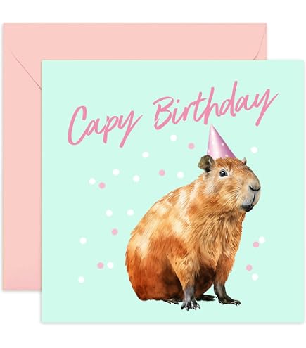 Capybara Geburtstagskarte – Lustiges Design, 145x145 Mm (gefaltet), 350 G/m², Mit Umschlag, Made In UK