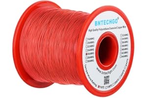 BNTECHGO 26 AWG Magnet Wire - Enameled Copper Wire - Enameled Magnet Winding Wire - 1.0 lb - 0.0157" Diameter 1 Spool Coil Red Temperature Rating 155℃ Widely Used for Transformers Inductors