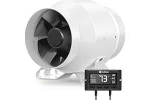 Hon&Guan HI-PE Rohrventilator 100 mm mit Intelligente Kontroller, Super Luftvolumen 360m³/h Energieeinsparung EC Motor Rohrlüfter Geräuscharm für Growzelt Hydrokultur Belüftung