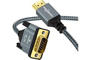 Twozoh Câble HDMI vers VGA 1M, Coque en alliage d'aluminium en nylon tressé et support plaqué or 1080P/60Hz