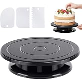 UHETLET Rotating Cake Plate 360&deg;, 27 cm Rotating Tray for Professional or Home Baking, Black Rotating Stand for Decorating Ca