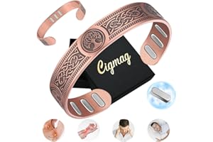 ‎CIGMAG Cigmag Kupfer Armband Männer Herren, mit 9 starken 5000-Gauss-Magneten, verstellbar aus 99% Reinkupfer (Wikinger Lotus Lebensbaum)