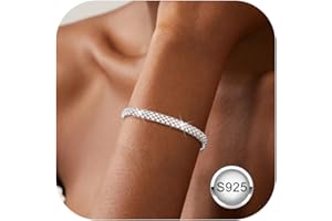 Chriscoco Srebrna bransoletka ze srebra próby 925, regulowana, srebrna, z możliwością układania w stos, bransoletka tenisowa, cyrkonia, łańcuszek na rękę dla kobiet i dziewcząt