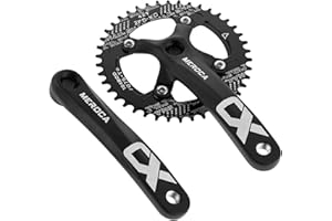 SURIEEN Black Square Crankset with Chainring Single Speed Crankset MTB Crank for Mountain Bike, Road bike, Folding bike