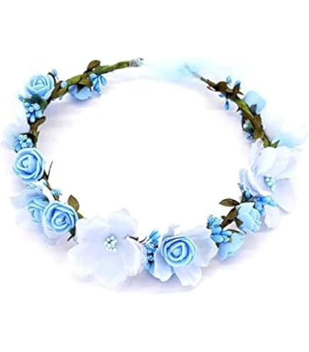 Corona Di Fiori Boho - Fascia Floreale Per Capelli, Party, Matrimoni, Blu - Foto 11