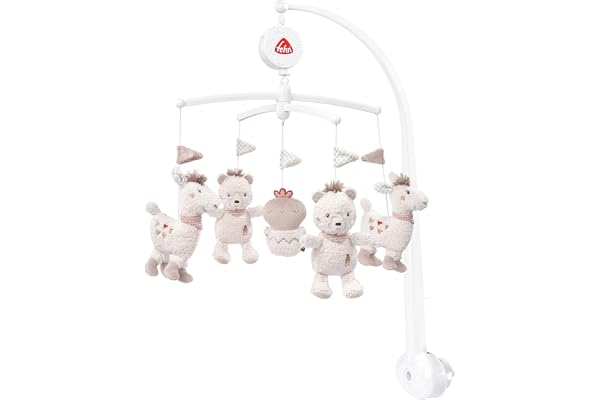 Fehn Mobile musical Pérou - Mobile à remonter avec mélodie musicale Sais-tu combien il y a d'étoiles et figurines pour apaiser et occuper - Avec fixation au lit pour bébé de 0 à 5 mois