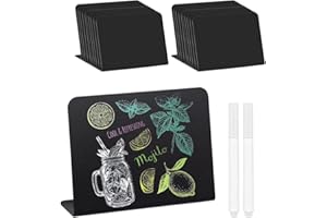 CLIUNT Buffet Schilder, 20 Stück V-Form Kreidetafel Klein, Mini Kreidetafeln zum Beschriften Preisschilder Aufsteller für Bäckerei, Namensschild für Hochzeit, 7.5 x 10cm (Schwarz/L Form)