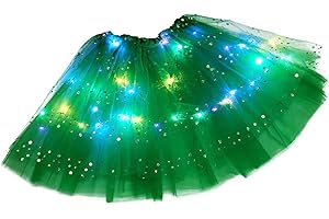 LOMELOMME Tüllrock Kinder LED Regenbogen Mädchen Karneval Kostüm Prinzessin Tütü Kleid Ballett Rock Bunt Glitzer Tanzrock mit Sternen und Pailletten Partykleid Minirock Tanzkleid für 2-10 Jahre alte Kinder