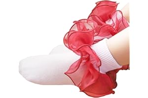 Snegyu Girls Frilly Socks Kids Princess Socks Baby Toddler Girl Dance Socks Ruffle Socks Turn Cuff Big Double Lace Ankle Socks for Shows Party Performance Socks 0-12 Years