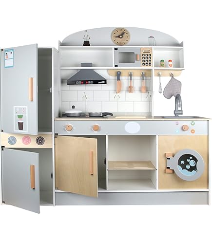 Micro-ondes Jouet TACHAN – Lumière, Sons, Plateau Tournant, 6 Temps, Nourriture Incluse – 2 Ans+