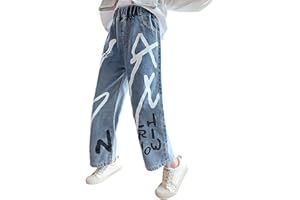 Rolanko Jeans Bambino, Pantaloni Denim Blu Dritto Fori Vintage per Bambini