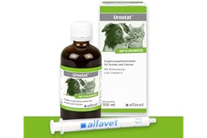 alfavet Urostat karma uzupełniająca do zmniejszenia tworzenia się kamienia moczowego dla psów i kotów z pokrzywą i nawłotem, 100 ml, strzykawka dozująca