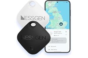 NESSGEN Android Tracker Tags (2-Pack Mix) – Works with Google Find My Device | Bluetooth Smart Tag for Keys, Wallet, Pets, Luggage, Bike & Bags | Android-Only Item Locator with Free Case and Spare Battery
