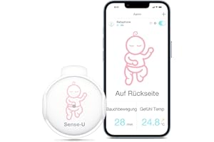 ‎SENSE-U Sense-U Baby Monitor - Babyphone Bewegungsmonitor verbindet Sich direkt mit Ihrem Smartphone und verfolgt die Bauchbewegung, Schlafposition und Gefühlstemperatur Ihres Babys