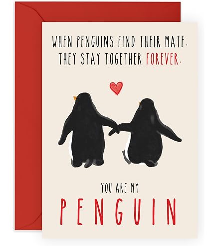 Old English Co. Geburtstagskarte Für Paare „You Are My Penguin“ – Romantisch, Blanko Innen, Mit Umschlag