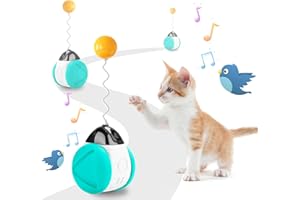 SHTALHST Cat Toys, Interactive Cat Toy for Indoor Cats Adult/Kitten, With Cat Teasers, Bird Sounds, Cat wheel and Catnip, Help Cats Boost Vitality (Lake Blue)