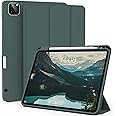 ZOYU Case for iPad Air 13 Inch M2 2024, Pro 12.9 Inch 6th Generation 2022/5th Gen 2021, Trifold Smart Cover with Pencil Holder, Soft TPU Back [Support Pencil Pro Charging], Auto Sleep/Wake, Dark Green