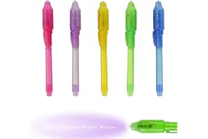 Cutiolly Bolígrafo Tinta Invisible,5 PCS Bolígrafos Invisibles,Lapiz Secreto,Lápiz Espía con Luz UV,Bolígrafo Invisible Niños,Boligrafos Magicos Tinta Invisible