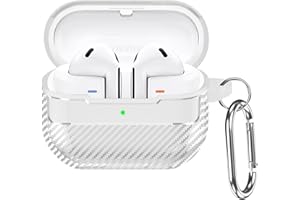 SEIAIYG Etui kompatybilne z Samsung Galaxy Buds 3 Pro/Buds 3, miękkie etui ochronne z włókna węglowego TPU, odporne na wstrząsy etui z karabińczykiem, przezroczyste