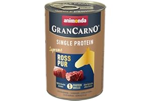 animonda GranCarno Hunde Nassfutter Single Protein Ross pur (6 x 400g), getreidefreies Hundenassfutter ohne Zucker, für ausgewachsene Hunde, mit frischem Pferdefleisch und Innereien