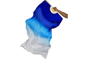 Calcifer Abanicos de seda de bambú de 180 cm, para danza del vientre, 2 unidades, colores #02