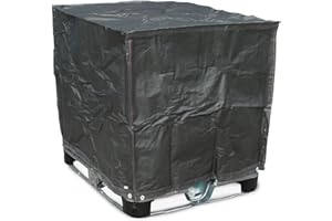 SACKMAKER IBC Cover - SUPER HEAVY DUTY - Waterproof IBC Cover with Eyelets for Tie Down - 200 GSM Heavy Coated Industrial Grade Fabric (Black, 1 Pack)