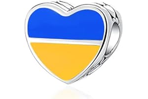 STREETCULTURE Ucrania Heimat Kiev Europa Guerra Paz Amor Amor Corazón - Charm Plata 925 Colgante Pulsera Colgante Joyería