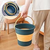 Zollyss, Foldable Bucket for Bathroom Cleaning 10 Litre, Car Wash, Foot Soak Hot/Cold Water, Small Yellow Blue