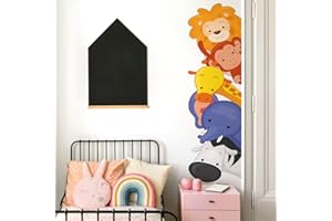 kina - R00204 Adesivi Murali Bambino Ecologici e Anallergici Soffice Effetto Tessuto Riposizionabile Zoo Giungla Decorazione Muro Neonato Cameretta Asilo Nido Carta da Parati - Misura 90x30 cm