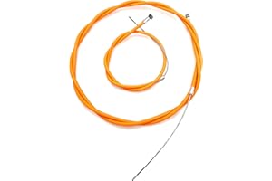 AAsh Complete Front & Rear Inner Outer Wire Brake Cable Set with Barrel Cap Bike Bicycle | Orange