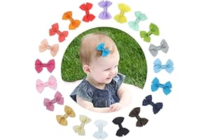 20x Pinces à Cheveux Barrettes à Cheveux Nœuds Papillon Bowknot avec Clips Couverts pour Bébé Filles Multicolore