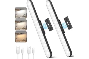 TOPPLEE Luz LED Magnética 2PCK Luz de Armario 2500mAh Luz Armario USB Recargable Luz Nocturna Regulable con Control Táctil Adecuada para Cocina, Escritorio, Lectura, Maquillar