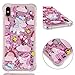 Produktbild Misstars Glitzer Flüssig Hülle für Apple iPhone XS Max (6,5 Zoll), Bling Transparent Weich TPU Silikon mit Muster Regenbogen Pferd Design Backcover Ultra Slim Kratzfeste Stoßfest Schutzhülle