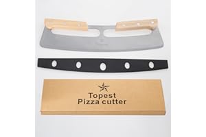 Topest 35CM Large Pizza Cutter Rocker with Wooden Handle–Stainless Steel Pizza Oven Tool – Suitable for Cutting Homemade Pizza Bread Cake [Pizza Oven Accessories]