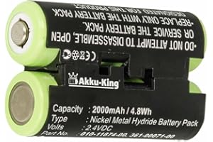 Akku-King Battery Compatible with Garmin 010-11874-00 - NI-MH 2000mAh - for Astro 430 Handheld, Oregon 600, 600t, 650, 650t, 700, Striker 4, 4 Fishfinder