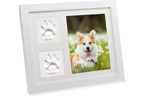 TOKSEO Kit d'empreintes de pattes de chien et chat, 27,9 x 22,8 cm, kit d'empreintes de plâtre 3D, cadre pour empreintes de pattes de chien, peut être utilisé comme souvenirs et décorations