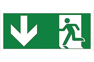 pubblimania Uscita di Emergenza Adesivo PVC Resistente per Esterno e Interno (Cm29x13) (Freccia Basso)