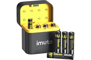 imuto 1.5V Batterie AAA ricaricabili 1300mWh, Pile Ricaricabili AAA Litio 2500 Cicli con display a LED nero ricarica rapida, 8 pezzi