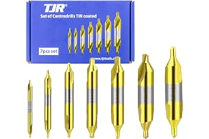 TJR© Set di 7 punte di centraggio rivestite TiN – 1 mm, 1,5 mm, 2 mm, 2,5 mm, 3 mm, 4 mm, 5 mm, in acciaio ad alta velocità (HSS)