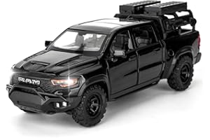 TGRCM-CZ Dodge Ram Mammoth Pick-Up Truck Modell Auto, Zink Legierung Pull Back Spielzeugauto mit Ton und Licht für Kinder Jungen Mädchen Geschenk (schwarz)