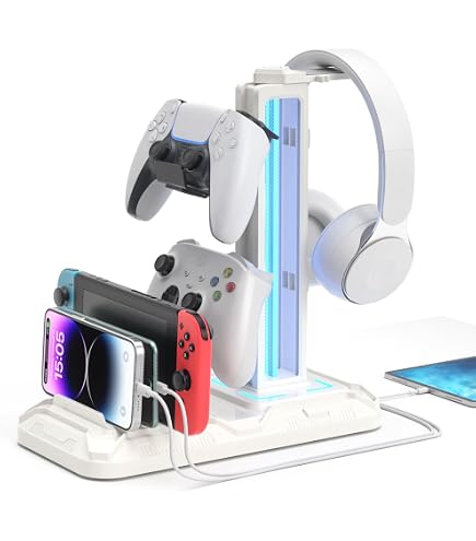 Supporto Rack Per Controller Da Tavolo – Doppio Gamepad In ABS Trasparente Con Slot Ventilazione E Porte Di Ricarica