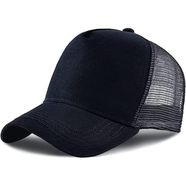 TopTie Blank 5 Panel Trucker Hat - Foam Front, Mesh Back, Adjustable Snapback, Black/White