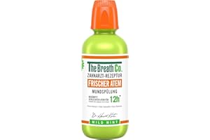 ‎THE BREATH CO. The Breath Co. Mouthwash (500 ml), Gum Care for up to 12 Hours Fresh Breath Antibacterial Mouthwash for Dental Care Against Bad Breath Alcohol Free, Mild Mint