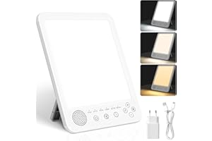 BOOTEEK Lámpara de Luz Diurna-10000Lux Sin UV Lámpara de Luminoterapia con 13 Ruido Blanco,6 Temporizador 3 Temperaturas de Color y 5Niveles de Brillo, SAD Luz de Control Táctil con Función de Memoria