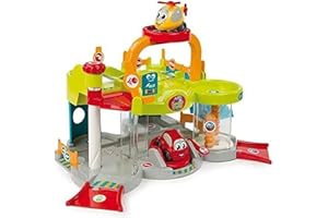 Smoby - Vroom Planet Premier Garage - 2 Niveaux + Ascenseur et Héliport - 1 Voiture + 1 Hélicoptère Inclus - Jouet pour Enfant dès 18 Mois - 120402